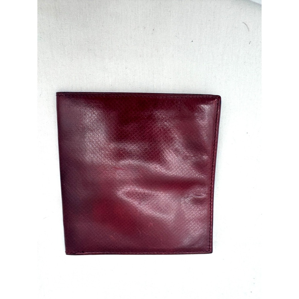 Vintage Bottega Veneta Bifold Burgundy Leather Wallet Stamped Embossed Print